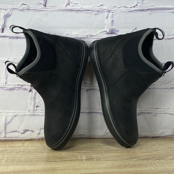 XTRATUF Leather Ankle Deck Boot Men's Size 9 Black Waterproof Slip On Shoes - Picture 6 of 9